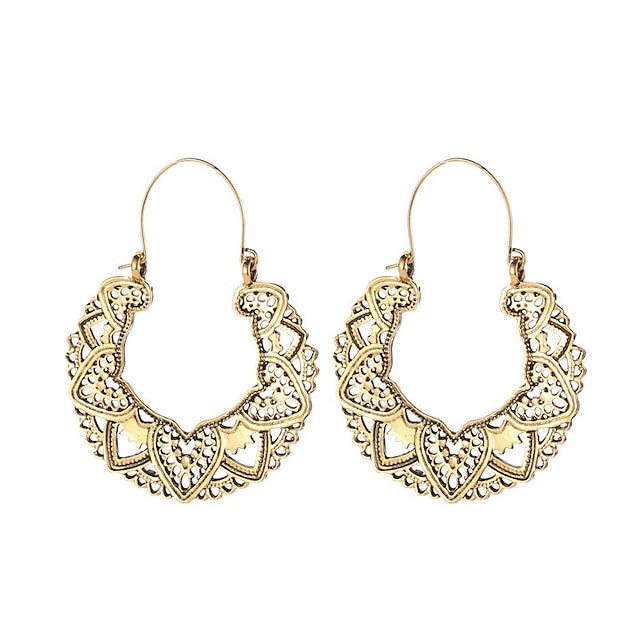 Women's Earrings Vintage Enamel Mandala Lotus Hollow Hoop Dangle ...