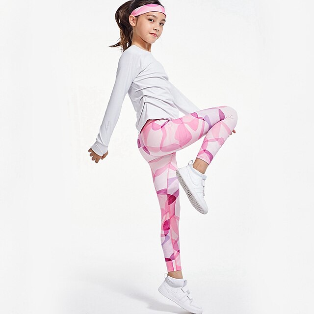 

Kids Girls' Pants Blue Pink Patchwork Spring Summer Active Sport 3-8 Years