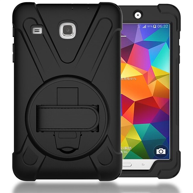 

Tablet Case Cover For Samsung Galaxy Tab E 8.0 Case Heavy Duty Hybrid Shockproof Protection Cover Built with Kickstand and Hand Strap for Samsung Galaxy Tab E 32GB SM-T378/Tab E 8.0 Inch SM-377 Tablet (Black)