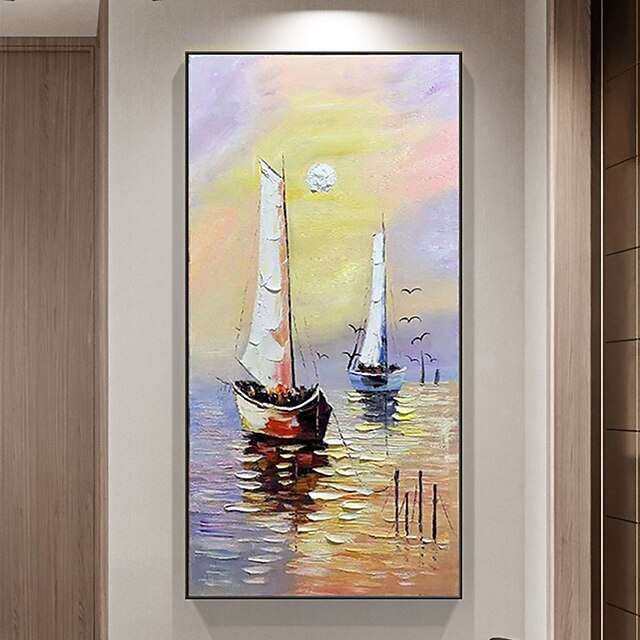 Home & Garden Wall Art | Oil Painting Handmade Hand Painted Wall Art Modern Abstract Two Sailboat Seascape Home Decoration Decor