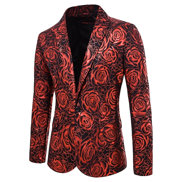 Mens Clothing Mens Outerwear | Mens Blazer Blazer Party Business Business Casual Floral Single Breasted One-button Regular Fit P