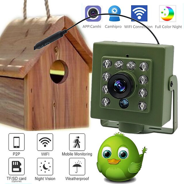  grün wifi nistkasten kamera kit audio 1920p 1080p ir cut nachtsicht 940nm led rtsp ftp mini ip ipc haustier nest vogelbeobachtung camhi