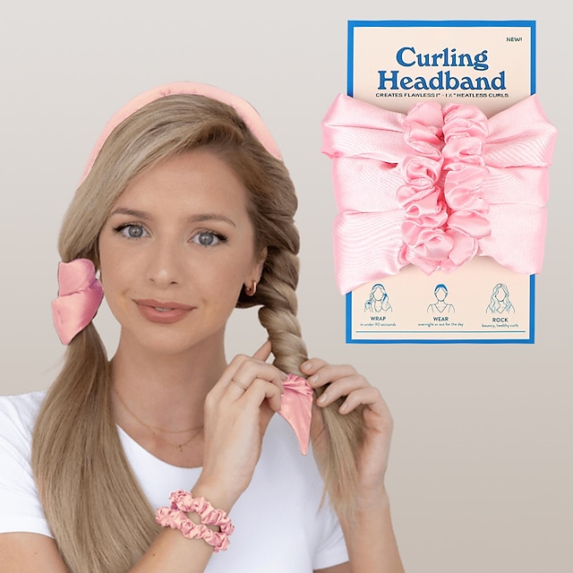  Women Heatless Hair Curlers For Long Hair Heatless Curling Rod Headband Sleeping Soft Rubber Hair Rollers Curling Ribbon and Rods for Natural Hair