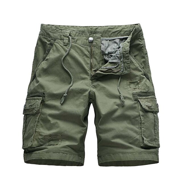 

Men's Fashion Streetwear Shorts Pocket Print Short Pants Casual Daily Micro-elastic Solid Color Breathable Outdoor Mid Waist ArmyGreen Green Black Navy Blue 32 34 36 38