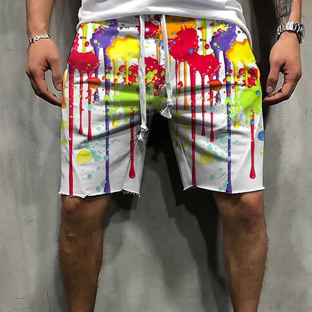

Men's Stylish Designer Shorts 3D Print Elastic Waist Short Pants Sports Outdoor Daily Micro-elastic Graphic Prints Graffiti Comfort Breathable Mid Waist White Rainbow S M L XL XXL