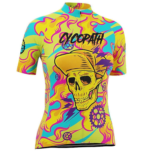 

21Grams Women's Short Sleeve Cycling Jersey Summer Spandex Yellow Skull Bike Top Mountain Bike MTB Road Bike Cycling Quick Dry Moisture Wicking Sports Clothing Apparel / Stretchy / Athleisure