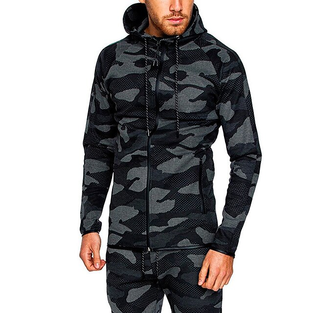 

Men's Jacket Daily Going out Spring Summer Regular Coat Regular Fit Windproof Lightweight Casual Streetwear Jacket Long Sleeve Camo / Camouflage Pocket Green Light gray Dark Gray