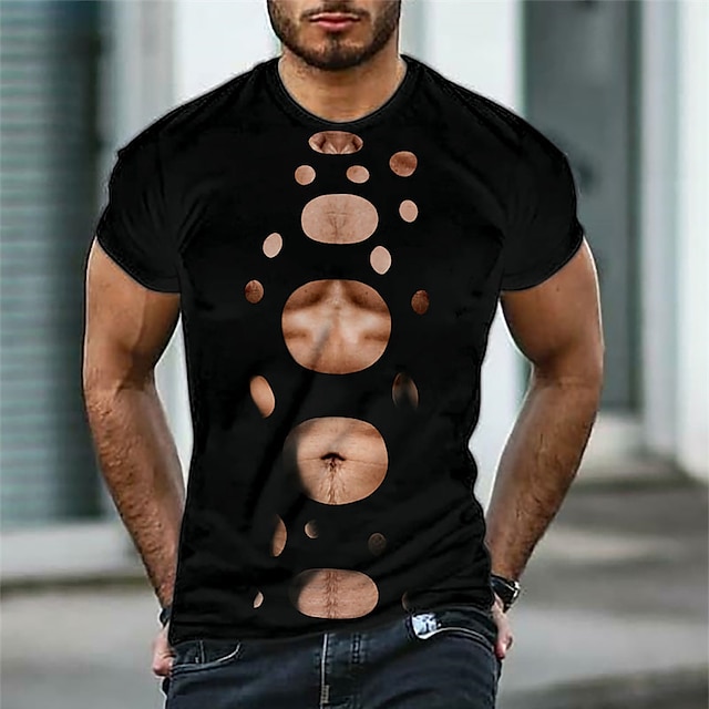 

Men's T shirt 3D Print Graphic Muscle Crew Neck Casual Daily Print Short Sleeve Tops Fashion Classic Designer Big and Tall Black