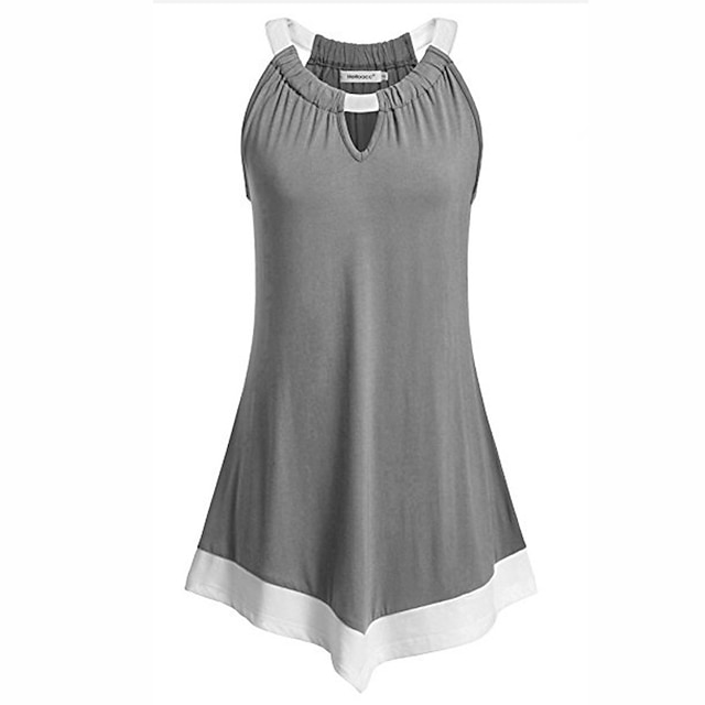 

Women's Tank Top Vest Plain Asymmetric Round Neck Casual Streetwear Tops Gray