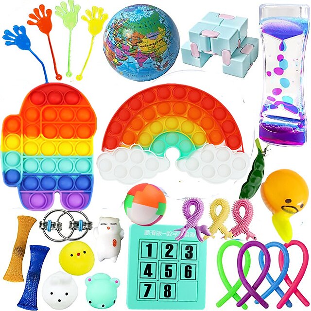 

Fidget Toys Pack Push Pop Bubble Mochi Squishy Toys Set Stress Relief Toys for Kids Adults Anxiety Birthday Party Favor Goodie Bags Fillers