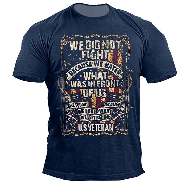 

Men's T shirt 3D Print Graphic Letter Crew Neck Casual Daily Print Short Sleeve Tops Fashion Classic Comfortable Big and Tall Navy Blue