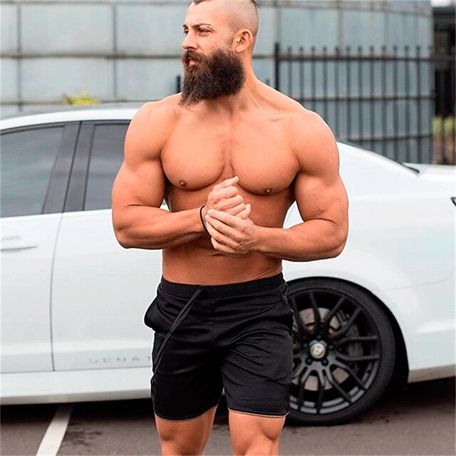

Men's Chic Modern Casual / Sporty Shorts Knee Length Pants Daily Gym Micro-elastic Patchwork Mid Waist Blue Black Gold Red M L XL XXL 3XL