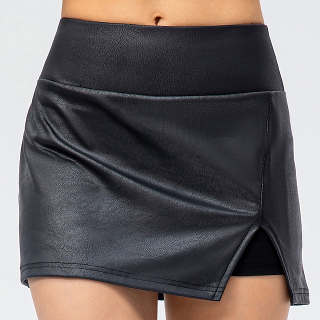 

Women's Fashion Short Skirts Casual / Daily Weekend Solid Colored 2 in 1 Black S M L