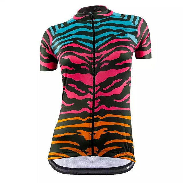 

21Grams Women's Short Sleeve Cycling Jersey Summer Spandex Rose Red Zebra Bike Top Mountain Bike MTB Road Bike Cycling Quick Dry Moisture Wicking Sports Clothing Apparel / Stretchy / Athleisure