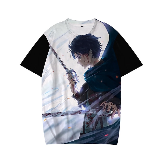 

Inspired by Attack on Titan Eren Yeager T-shirt Cartoon 100% Polyester Anime Harajuku Graphic Kawaii T-shirt For Men's / Women's / Couple's