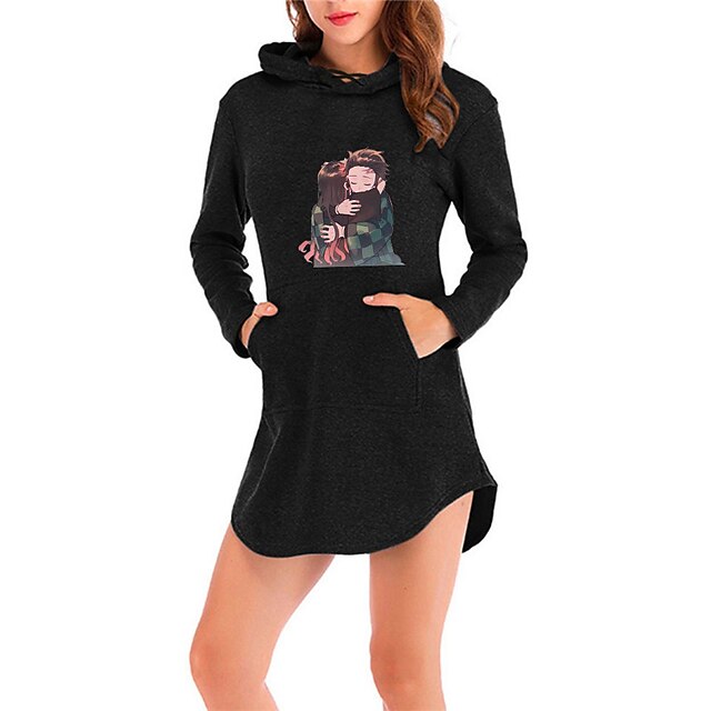 

Inspired by Demon Slayer: Kimetsu no Yaiba Kamado Nezuko Agatsuma Zenitsu Kamado Tanjiro Dress Cartoon Polyester / Cotton Blend Anime Harajuku Graphic Kawaii Dress For Women's