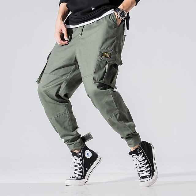 

Men's Cargo Chino Tactical Cargo Cropped Pants Ankle-Length Pants Solid Colored Cotton Blend Mid Waist Black Army Green Red M L XL XXL 3XL