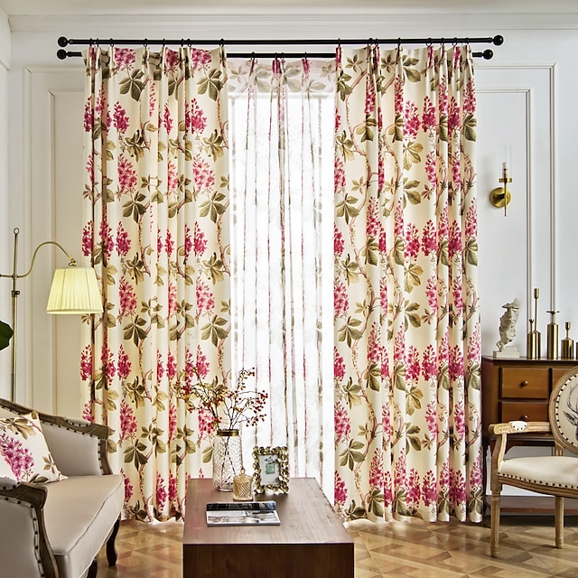 Pastoral Style Willow Floral Window Colorful Curtain Bedroom Living Room Decor 