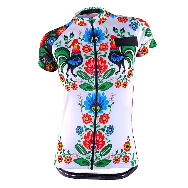 

21Grams Women's Short Sleeve Cycling Jersey Summer Spandex White Floral Botanical Bike Top Mountain Bike MTB Road Bike Cycling Quick Dry Moisture Wicking Sports Clothing Apparel / Stretchy