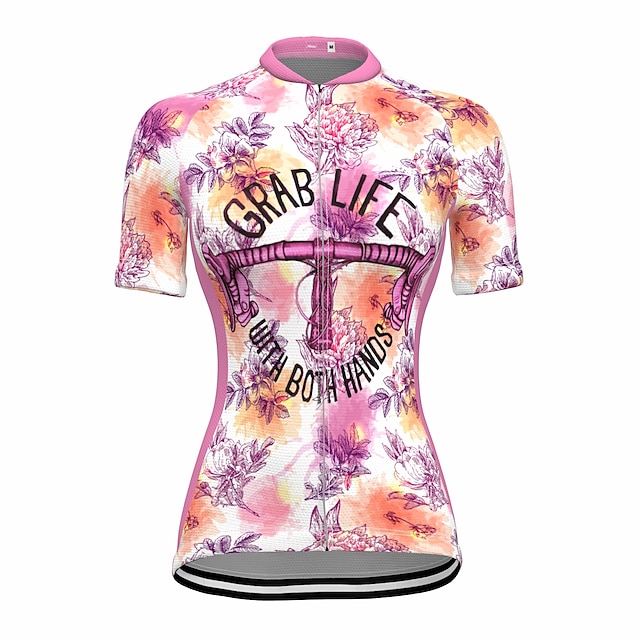 

21Grams Women's Short Sleeve Cycling Jersey Summer Spandex Pink Floral Botanical Bike Top Mountain Bike MTB Road Bike Cycling Quick Dry Moisture Wicking Sports Clothing Apparel / Stretchy