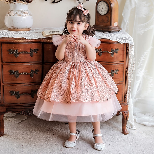 

Toddler Little Girls' Dress Plain Tulle Dress Party Daily Mesh Bow Pink Wine Silver Midi Short Sleeve Elegant Cute Dresses Children's Day Spring Summer Slim 1-3 Years