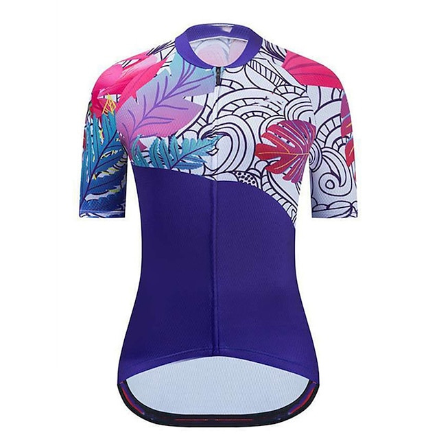 

21Grams Women's Short Sleeve Cycling Jersey Summer Spandex Purple Floral Botanical Bike Top Mountain Bike MTB Road Bike Cycling Quick Dry Moisture Wicking Sports Clothing Apparel / Athleisure