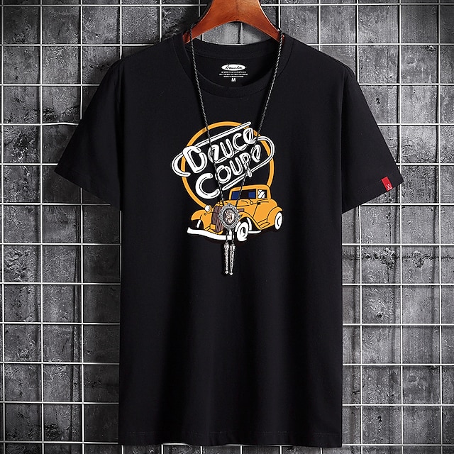 

Men's T shirt Print Letter Animal Round Neck Casual Daily Short Sleeve Tops Lightweight Formal Breathable White Black Dark Gray