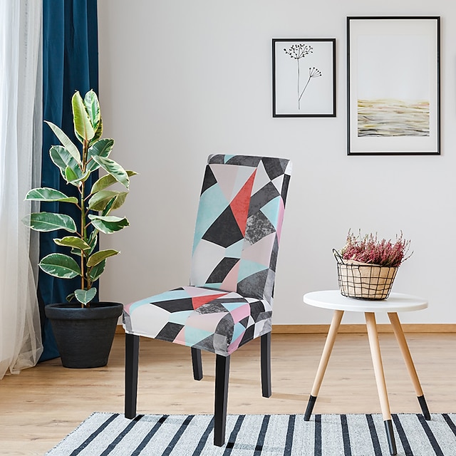 

Geometric Stretch Spandex Dining Chair Cover Stretch Chair Cover Chair Protector Cover Seat Slipcover with Elastic Band for Dining RoomWedding Ceremony Banquet Home Decor
