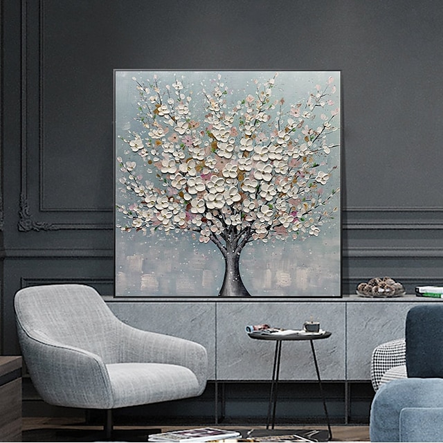 Home & Garden Wall Art | Handmade Oil Painting Canvas Wall Art Decoration Palette Knife Painting Colorful Cherry Blossoms for Ho