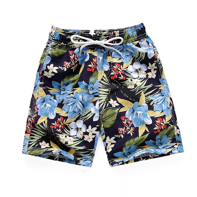 

Kids Boys Shorts Blue Floral Print Drawstring Fall Summer Active Casual 2-12 Years
