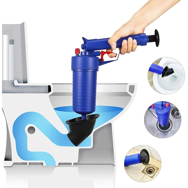  Pipe Plunger Drain Unblocker High Pressure Air Drain Blaster Pneumatic Plungers For Toilet Shower Sink Floor Drain Blockage Tool