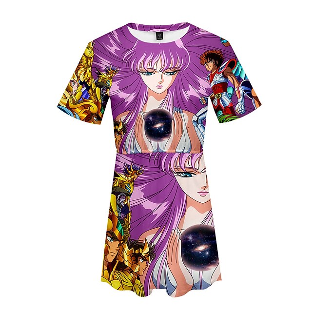 

Inspired by Saint Seiya Saori Kido Dress Cartoon 100% Polyester Anime Harajuku Graphic Kawaii Dress For Women's