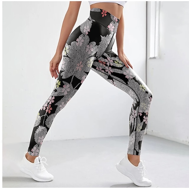 Girl Yoga Pants Flamingo Series Pattern High Waist Yoga Leggings with Pockets