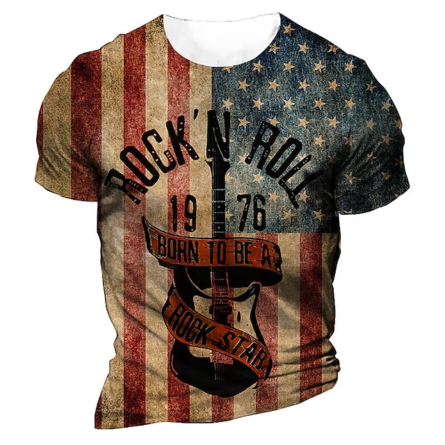 

Men's Unisex T shirt 3D Print Graphic Prints Musical Instrument Crew Neck Street Daily Print Short Sleeve Tops Casual Vintage Designer Big and Tall Red