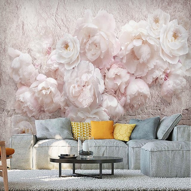  murale 3d papier peint auto-adhésif rose fleur revêtement mural autocollant film peler et coller amovible vinyle pvc matériau imperméable décor à la maison taille multiple