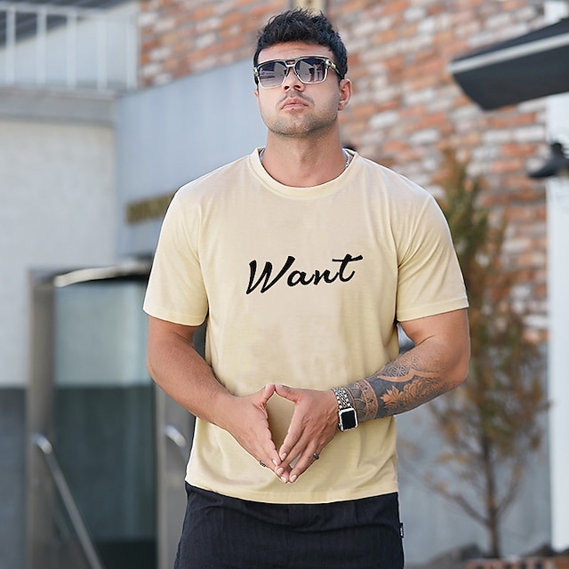 

Men's T shirt Hot Stamping Graphic Prints Letter Crew Neck Street Casual Print Short Sleeve Tops Basic Fashion Designer Big and Tall White Black Khaki