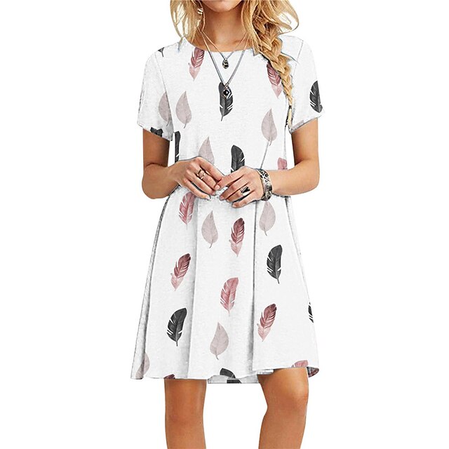 

Women's Shift Dress Short Mini Dress Black and white stripes Blue White Black Gray Royal Blue Light gray Red Light Blue Short Sleeve Floral Print Spring Summer Round Neck Casual 2022 S M L XL XXL