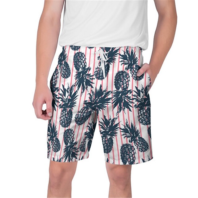 

Men's Streetwear Hawaiian Shorts Beach Shorts 3D Print Elastic Drawstring Design Short Pants Casual Daily Food Graphic Breathable Soft Mid Waist Blue Purple Pink Orange S M L XL XXL