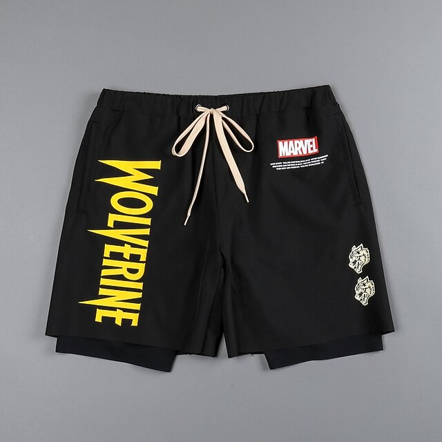 

Men's Sports Crop Print Knee Length Pants Gym Micro-elastic Letter Sports Mid Waist Black Wine Dark Gray Coffee M L XL XXL 3XL