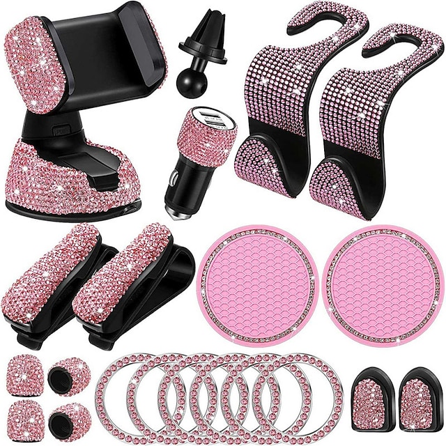  20 stks/set steentjes auto telefoon houder universele bling auto-accessoires voor vrouwen auto interieur haken sticker pad set kristal auto-accessoires sprankelende mode auto-onderdelen luxe decoratie auto