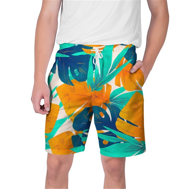 

Men's Streetwear Hawaiian Shorts Board Shorts Swim Trucks 3D Print Elastic Drawstring Design Short Pants Casual Daily Graphic Flower / Floral Breathable Soft Mid Waist Green Blue Black Light Blue S M