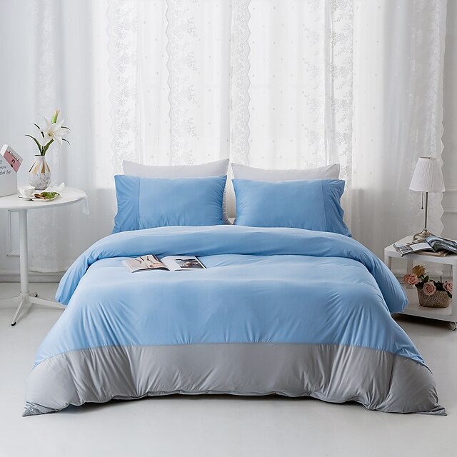 

Solid Color 3-Pieces Duvet Cover Set Hotel Bedding Sets Kids Comforter Cover with Soft Microfiber for Summer Cooless, Include 1 Duvet Cover, 2 Pillowcases