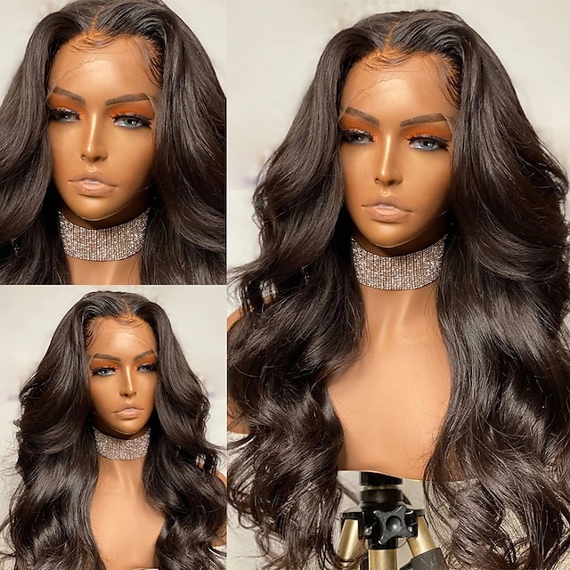 

Loose Wave Black Lace Front Wig For Black Women Synthetic Pre Plucked Natural Hairline Glueless Lace Wigs