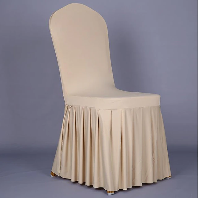 Wedding Dining Chair Covers Slipcover with Skirt, Washable Seat Covers Protector for Dining Chair Hotel Ceremony Wedding Party Kids Pets, Stretch Spandex Fabric 8