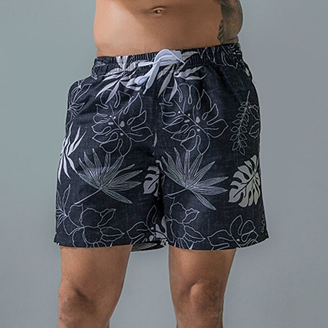 

Men's Classic Style Casual / Sporty Shorts Beach Shorts Drawstring Short Pants Sports Outdoor Daily Leaf Comfort Quick Dry Mid Waist Black S M L XL XXL