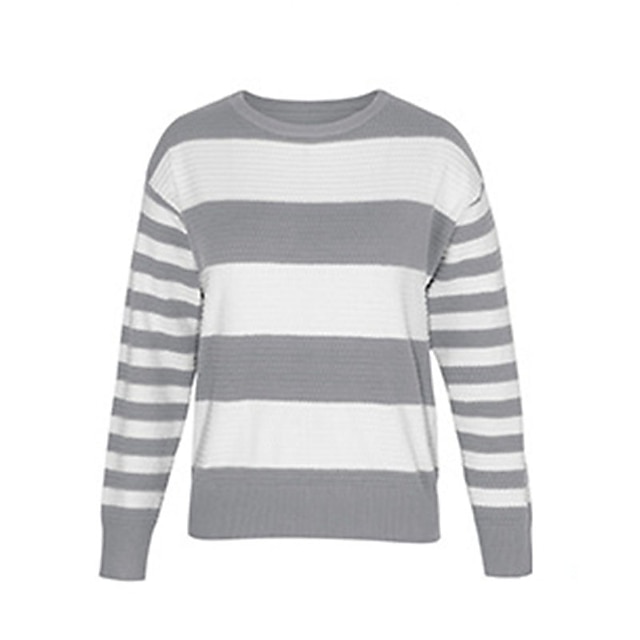 Womens Clothing Sweaters & Cardigans | Womens Sweater Jumper Ribbed Knit Stripe Knitted Striped Crew Neck Stylish Casual Home Da