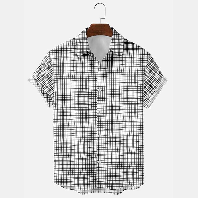 

Men's Shirt Plus Size Turndown Holiday Short Sleeve Tops Beach A / Summer