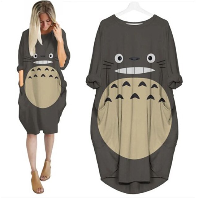 

Inspired by My Neighbor Totoro Totoro Dress Cartoon 100% Polyester Anime Harajuku Graphic Kawaii Dress For Women's