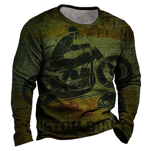 

Men's Unisex Sweatshirt Pullover Graphic Prints Motorcycle Print Daily Sports 3D Print Casual Vintage Hoodies Sweatshirts Green Light Green