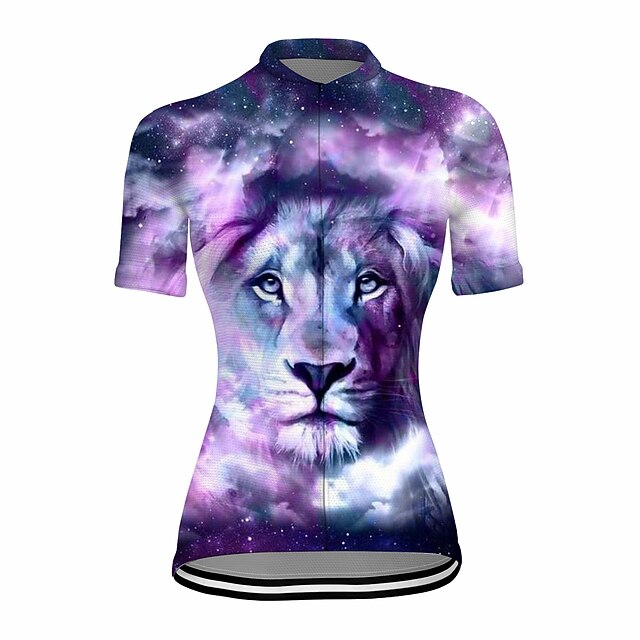 

21Grams Women's Short Sleeve Cycling Jersey Summer Spandex Purple Tiger Bike Top Mountain Bike MTB Road Bike Cycling Quick Dry Moisture Wicking Sports Clothing Apparel / Stretchy / Athleisure